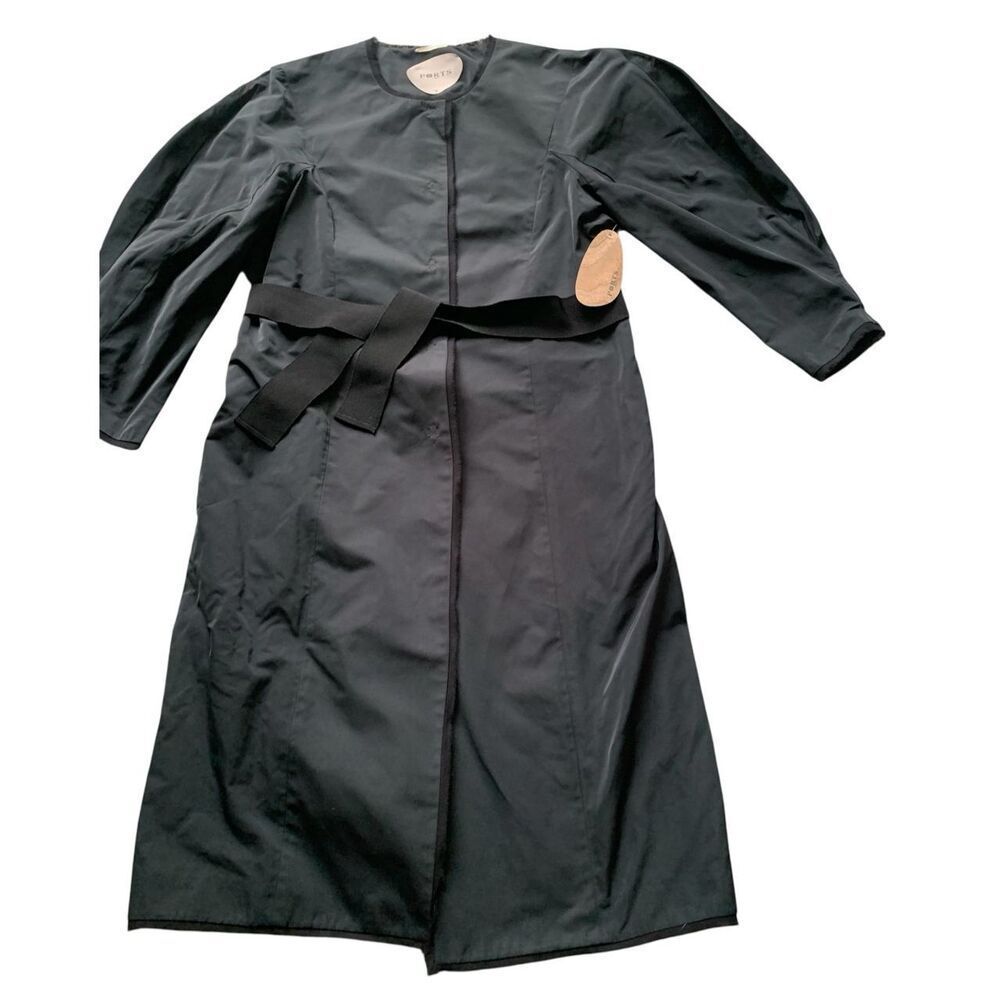 NEW NWT PORTS 1961 black Silk Trim Poly Parka Coat Jacket sz US 8 $1800
